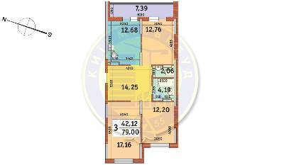 3-кімнатна 79 м² в ЖК Каховська від 22 700 грн/м², Київ