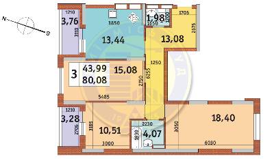 3-кімнатна 80.08 м² в ЖК Каховська від 24 214 грн/м², Київ