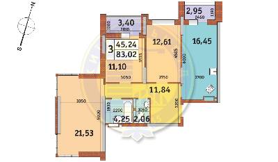 3-кімнатна 83.02 м² в ЖК Каховська від 24 690 грн/м², Київ