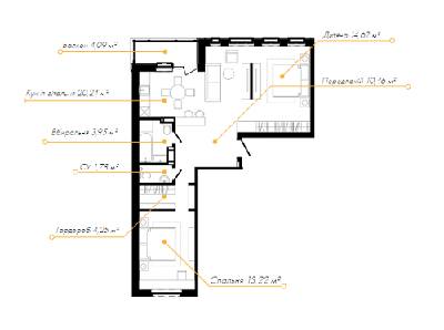 2-комнатная 76.25 м² в ЖК 044 от 64 000 грн/м², Киев