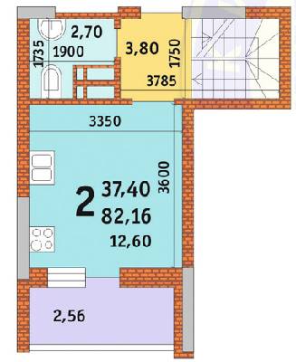 2-комнатная 82.16 м² в ЖК Новомостицко-Замковецкий от 21 100 грн/м², Киев