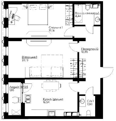 2-комнатная 82.67 м² в ЖК Chicago Central House от 57 517 грн/м², Киев