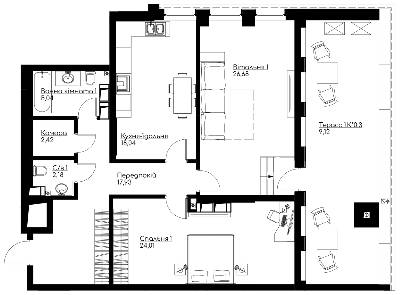 2-комнатная 105.42 м² в ЖК Chicago Central House от 57 517 грн/м², Киев