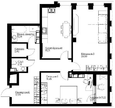 2-комнатная 94.72 м² в ЖК Chicago Central House от 57 517 грн/м², Киев