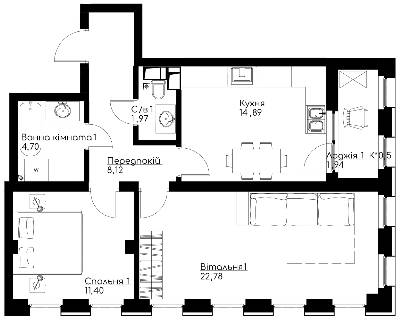 2-комнатная 67.75 м² в ЖК Chicago Central House от 57 517 грн/м², Киев