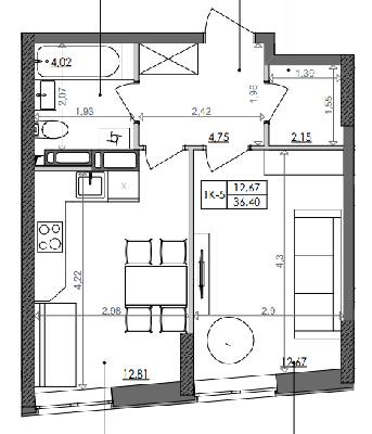 1-кімнатна 36.4 м² в ЖК Svitlo Park від 19 594 грн/м², Київ