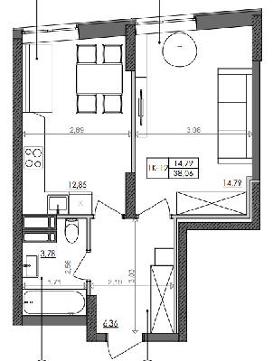 1-кімнатна 38.06 м² в ЖК Svitlo Park від 36 223 грн/м², Київ