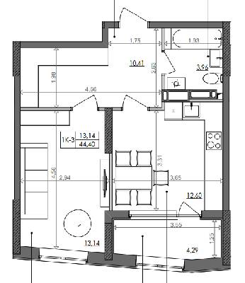 1-кімнатна 44.4 м² в ЖК Svitlo Park від 19 594 грн/м², Київ