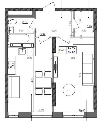 1-кімнатна 46.19 м² в ЖК Svitlo Park від 36 447 грн/м², Київ