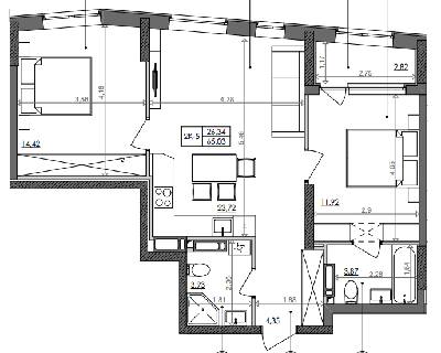 2-кімнатна 65.03 м² в ЖК Svitlo Park від 29 464 грн/м², Київ