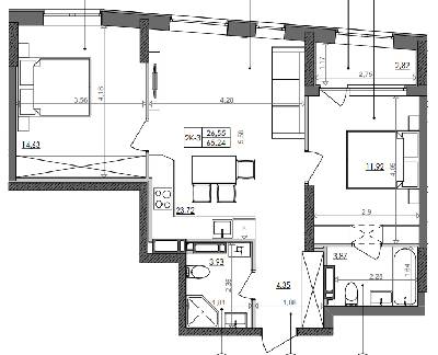2-кімнатна 65.24 м² в ЖК Svitlo Park від 19 462 грн/м², Київ