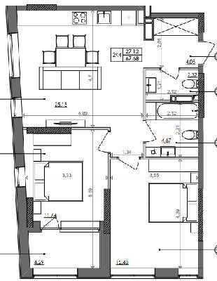 2-кімнатна 67.68 м² в ЖК Svitlo Park від 28 734 грн/м², Київ