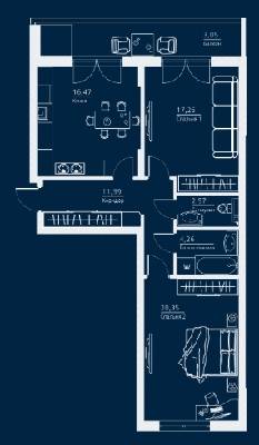 2-комнатная 75.35 м² в ЖК Einstein Concept House от 43 600 грн/м², Киев