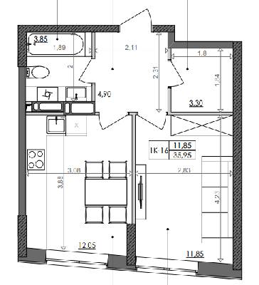 1-кімнатна 35.95 м² в ЖК Svitlo Park від 19 594 грн/м², Київ