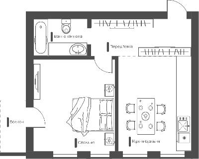 1-комнатная 48.62 м² в ЖК Happy House от 31 950 грн/м², Киев