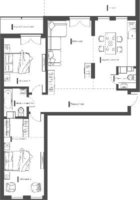 3-комнатная 101.56 м² в ЖК Happy House от 25 850 грн/м², Киев