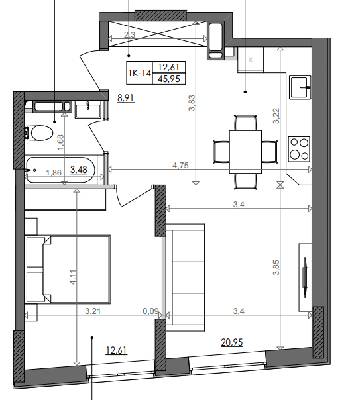 1-кімнатна 45.95 м² в ЖК Svitlo Park від 26 129 грн/м², Київ