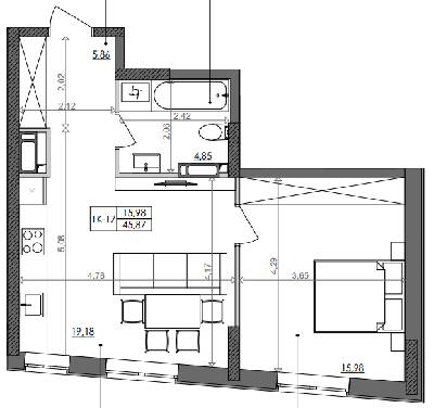 1-кімнатна 45.87 м² в ЖК Svitlo Park від 19 594 грн/м², Київ