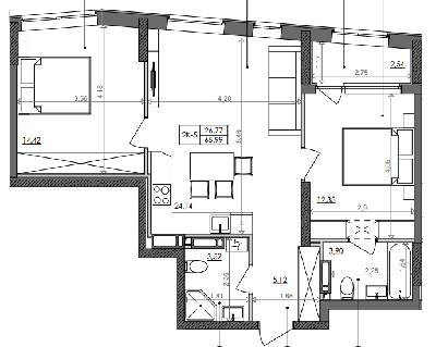 2-кімнатна 65.99 м² в ЖК Svitlo Park від 23 534 грн/м², Київ