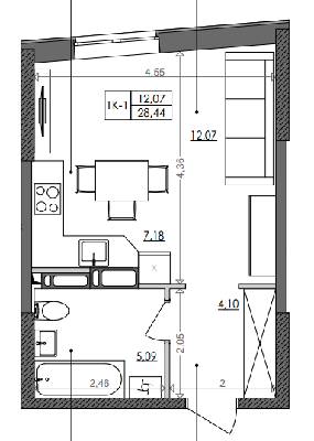 1-кімнатна 28.44 м² в ЖК Svitlo Park від 19 397 грн/м², Київ