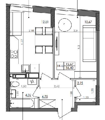 1-кімнатна 36.4 м² в ЖК Svitlo Park від 19 594 грн/м², Київ