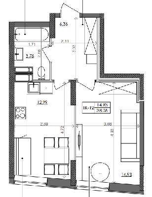 1-кімнатна 38.06 м² в ЖК Svitlo Park від 22 777 грн/м², Київ