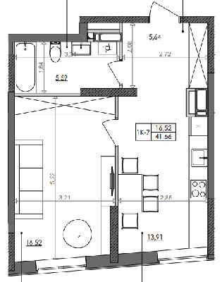 1-кімнатна 41.66 м² в ЖК Svitlo Park від 36 223 грн/м², Київ