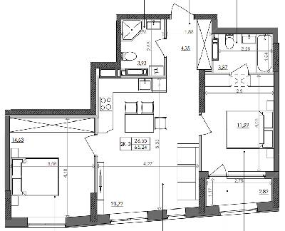 2-кімнатна 65.24 м² в ЖК Svitlo Park від 29 464 грн/м², Київ