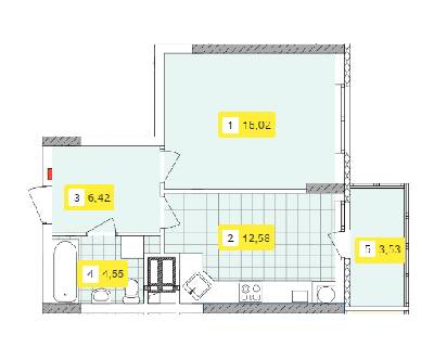 1-комнатная 44.11 м² в ЖК Отрадный от 32 247 грн/м², Киев