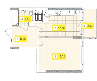 1-комнатная 42.74 м² в ЖК Отрадный от 32 247 грн/м², Киев