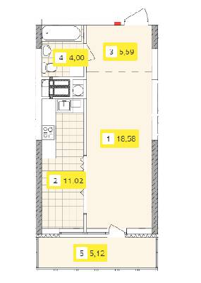 1-комнатная 44.68 м² в ЖК Отрадный от 32 247 грн/м², Киев