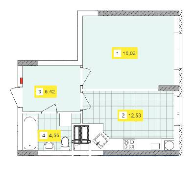 1-комнатная 39.57 м² в ЖК Отрадный от 32 247 грн/м², Киев