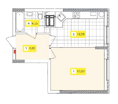 1-комнатная 39.2 м² в ЖК Отрадный от 32 579 грн/м², Киев
