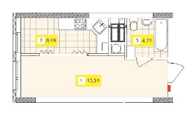 1-комнатная 28.51 м² в ЖК Отрадный от 32 274 грн/м², Киев