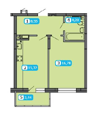 1-кімнатна 48.37 м² в ЖК Паркові озера від 29 926 грн/м², Київ