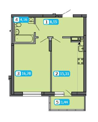 1-кімнатна 48.24 м² в ЖК Паркові озера від 29 926 грн/м², Київ