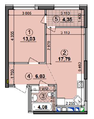 1-кімнатна 45.28 м² в ЖК Seven від 25 050 грн/м², Київ