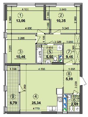 3-кімнатна 89.63 м² в ЖК Seven від 19 700 грн/м², Київ