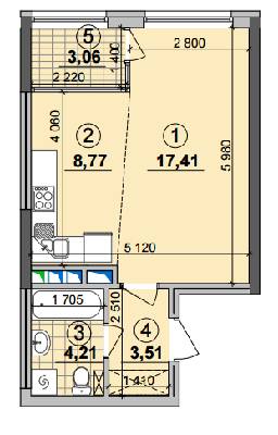 1-кімнатна 36.96 м² в ЖК Seven від 25 050 грн/м², Київ