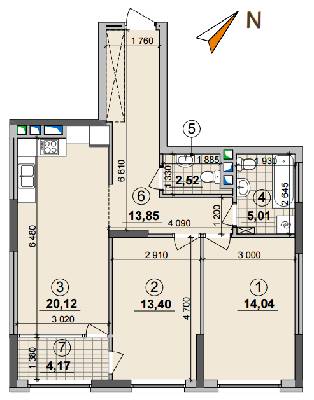 2-кімнатна 73.11 м² в ЖК Seven від 21 200 грн/м², Київ