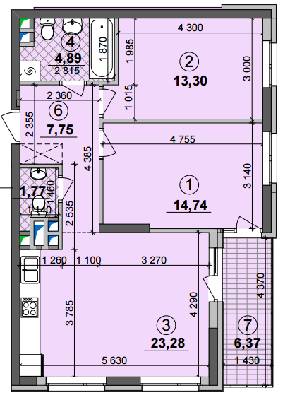 2-кімнатна 67.64 м² в ЖК Seven від 21 200 грн/м², Київ