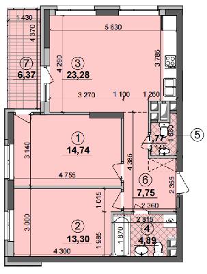 2-кімнатна 67.64 м² в ЖК Seven від 21 200 грн/м², Київ