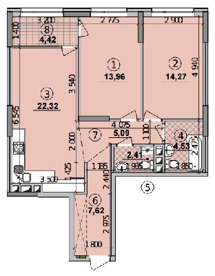 2-кімнатна 74.62 м² в ЖК Seven від 21 200 грн/м², Київ