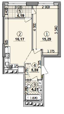 1-кімнатна 45.45 м² в ЖК Seven від 25 050 грн/м², Київ