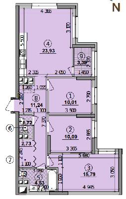 3-кімнатна 83.53 м² в ЖК Seven від 19 850 грн/м², Київ