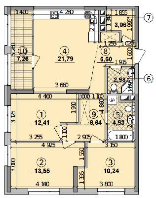 3-кімнатна 89.46 м² в ЖК Seven від 19 850 грн/м², Київ