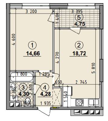 1-кімнатна 46.71 м² в ЖК Seven від 25 050 грн/м², Київ
