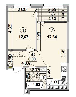 1-кімнатна 45.16 м² в ЖК Seven від 25 050 грн/м², Київ