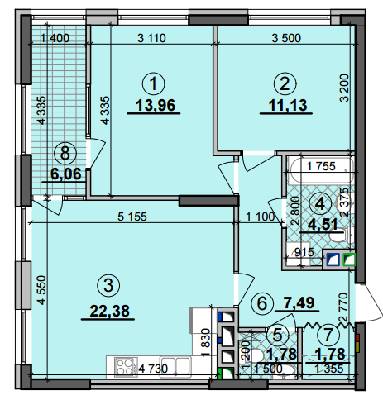 2-кімнатна 69.09 м² в ЖК Seven від 28 750 грн/м², Київ