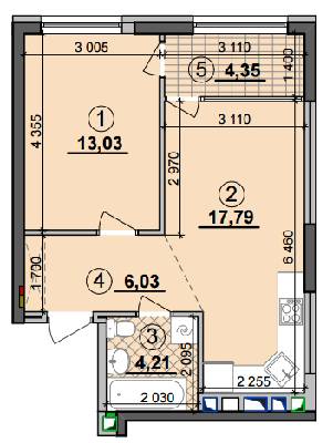 1-кімнатна 45.41 м² в ЖК Seven від 28 500 грн/м², Київ